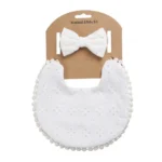Linen Cotton Solid Print Baby Bib Headband Set